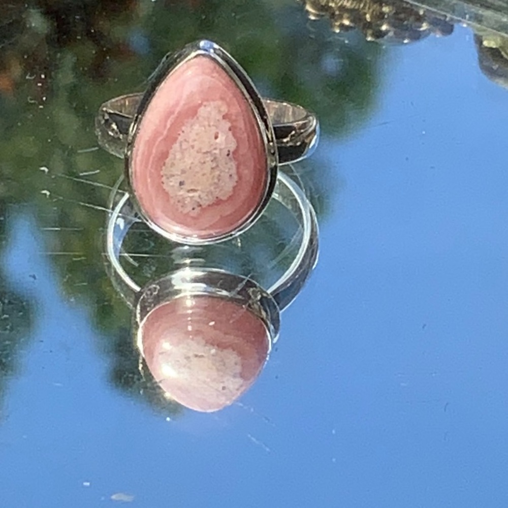 RHODOCHROSITE 925 STERLING SILVER RING, SIZE 6